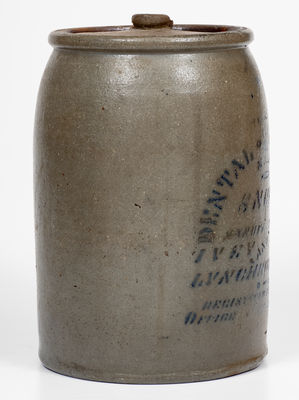 Rare LYNCHBURG, Virginia Stenciled Stoneware Snuff Jar