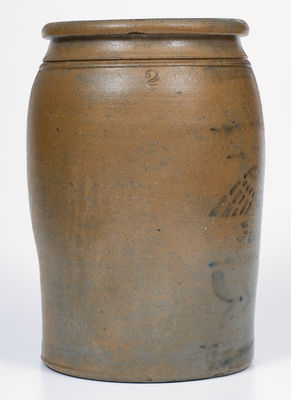 Attrib. A.P. Donaghho, Parkersburg, WV Stoneware Jar w/ Stenciled Eagle Decoration