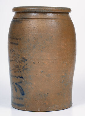 Attrib. A.P. Donaghho, Parkersburg, WV Stoneware Jar w/ Stenciled Eagle Decoration