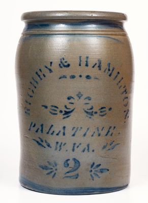 2 Gal. RICHEY & HAMILTON / PALATINE, W. VA Stoneware Jar