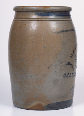 2 Gal. D. F. HAYNES & CO. / BALTIMORE, MD Stenciled Advertising Jar w/ Crown Decoration