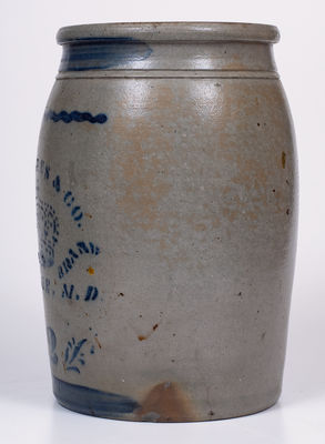2 Gal. D. F. HAYNES & CO. / BALTIMORE, MD Stenciled Advertising Jar w/ Crown Decoration