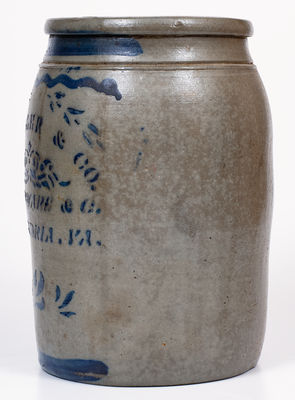 2 Gal. E. J. MILLER & CO. / ALEXANDRIA, VA Stoneware Stenciled Advertising Jar