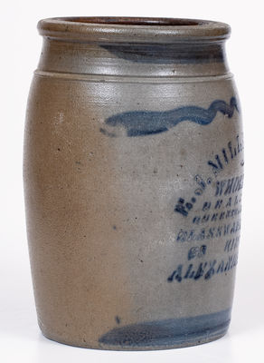 1 Gal. E. J. MILLER & CO. / ALEXANDRIA, VA Stoneware Stenciled Advertising Jar