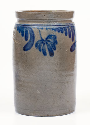 1 Gal. W. H. LEHEW & CO. / STRASBURG, VA Stoneware Jar w/ Floral Decoration