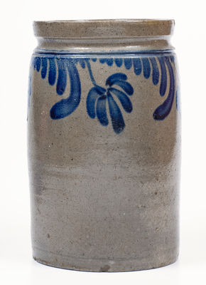 1 Gal. W. H. LEHEW & CO. / STRASBURG, VA Stoneware Jar w/ Floral Decoration