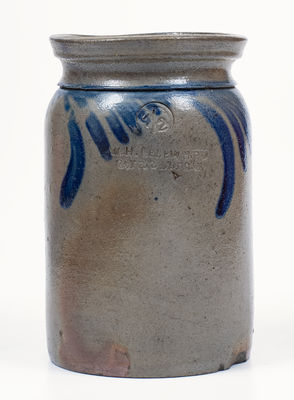 1/2 Gal. W. H. LEHEW & CO. / STRASBURG, VA Stoneware Jar w/ Swag Decoration