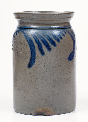 1/2 Gal. W. H. LEHEW & CO. / STRASBURG, VA Stoneware Jar w/ Swag Decoration