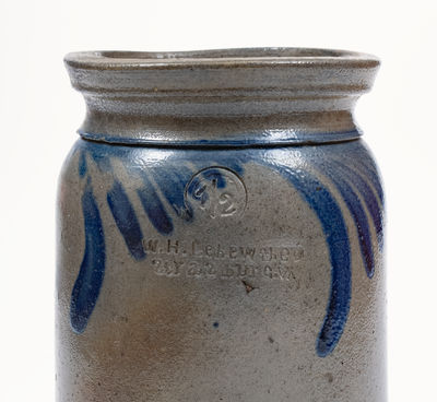 1/2 Gal. W. H. LEHEW & CO. / STRASBURG, VA Stoneware Jar w/ Swag Decoration