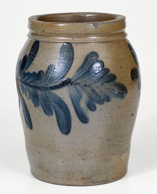 1/2 Gal. Alexandria, Virginia Stoneware Jar w/ Bold Cobalt Floral Decoration