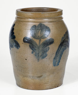 1/2 Gal. Alexandria, Virginia Stoneware Jar w/ Bold Cobalt Floral Decoration