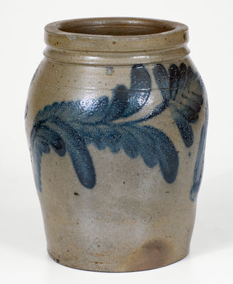 1/2 Gal. Alexandria, Virginia Stoneware Jar w/ Bold Cobalt Floral Decoration