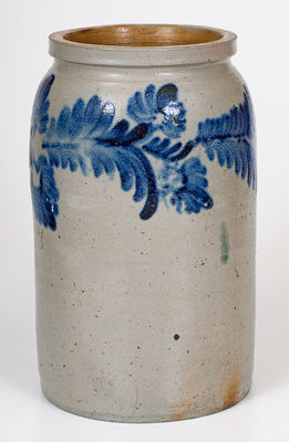 1 1/2 Gal. Baltimore Stoneware Jar w/ Floral Decoration, c1840