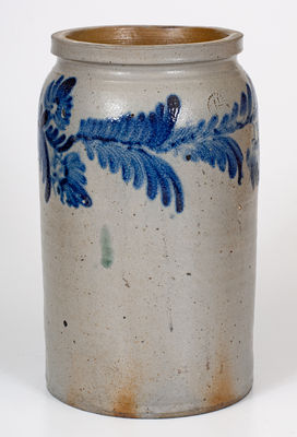 1 1/2 Gal. Baltimore Stoneware Jar w/ Floral Decoration, c1840