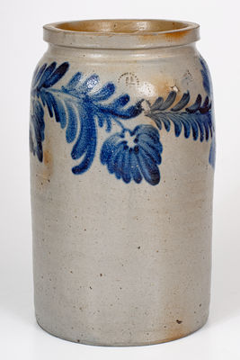 1 1/2 Gal. Baltimore Stoneware Jar w/ Floral Decoration, c1840