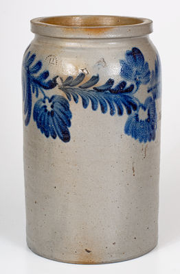 1 1/2 Gal. Baltimore Stoneware Jar w/ Floral Decoration, c1840