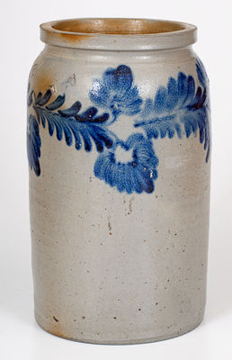 1 1/2 Gal. Baltimore Stoneware Jar w/ Floral Decoration, c1840