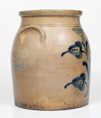 3 Gal. S. T. BREWER / HAVANA Stoneware Jar w/ Floral Decoration