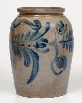 1 Gal. Baltimore Stoneware Jar w/ Floral Decoration, circa 1830