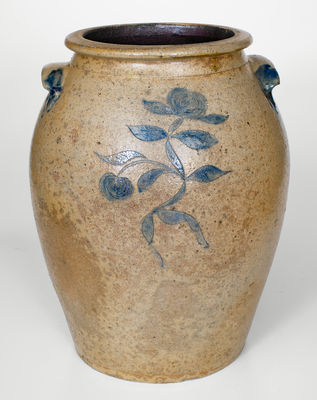 Extremely Rare R. WEAVER Ohio Odd Fellows Stoneware Jar w/ Incised Floral Decoration