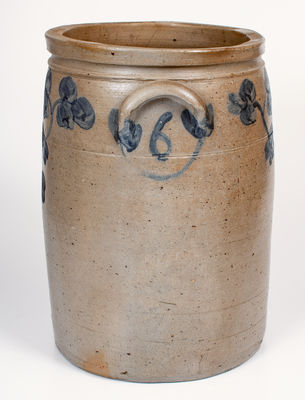 Unusual 6 Gal. Baltimore, MD Stoneware Jar w/ Floral Decoration