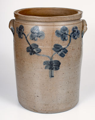Unusual 6 Gal. Baltimore, MD Stoneware Jar w/ Floral Decoration