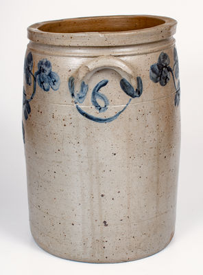 Unusual 6 Gal. Baltimore, MD Stoneware Jar w/ Floral Decoration