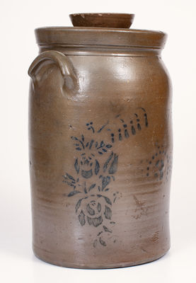 3 Gal. Palatine, West Virginia Stoneware Churn w/ Stenciled Floral Decoration