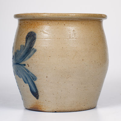 1 1/2 Gal. Stoneware Cream Jar with Floral Decoration, Central PA origin