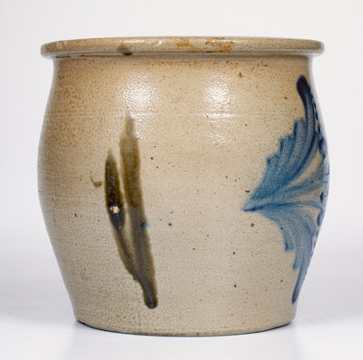 1 1/2 Gal. Stoneware Cream Jar with Floral Decoration, Central PA origin