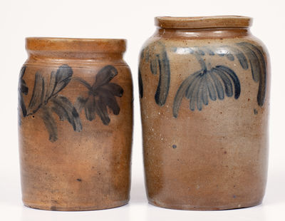 Lot of Two: Remmey Family, Philadelphia, PA Stoneware Jars w/ Floral Decoration