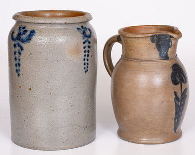 Lot of Two: Baltimore, MD Stoneware Pitcher and Early Slip-Trailed Jar