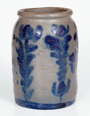 Outstanding Baltimore Stoneware Jar w/ Profuse Floral Decoration, c1825