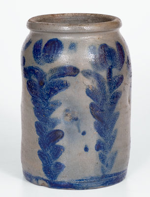 Outstanding Baltimore Stoneware Jar w/ Profuse Floral Decoration, c1825