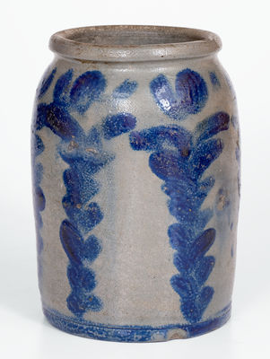 Outstanding Baltimore Stoneware Jar w/ Profuse Floral Decoration, c1825