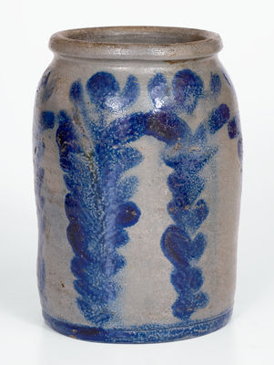 Outstanding Baltimore Stoneware Jar w/ Profuse Floral Decoration, c1825