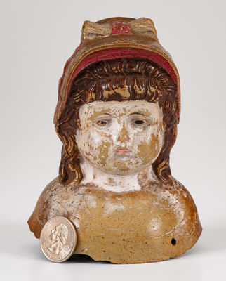 Extremely Rare Anna Pottery / 1885 Salt-Glazed Stoneware Doll s Head