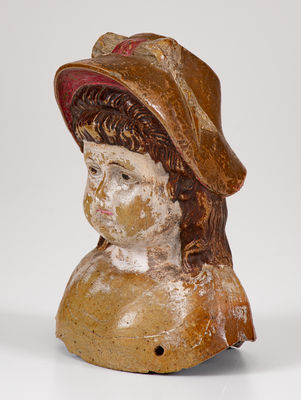 Extremely Rare Anna Pottery / 1885 Salt-Glazed Stoneware Doll s Head