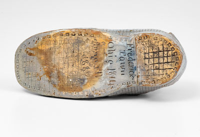 Unique and Important Anna Pottery Stoneware Shoe Inkwell, Cornwall Kirkpatrick, Anna, IL