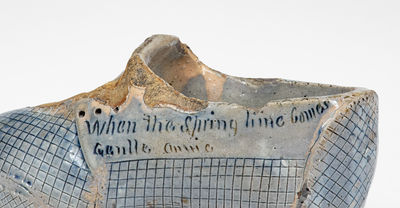 Unique and Important Anna Pottery Stoneware Shoe Inkwell, Cornwall Kirkpatrick, Anna, IL
