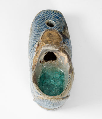 Unique and Important Anna Pottery Stoneware Shoe Inkwell, Cornwall Kirkpatrick, Anna, IL