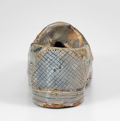 Unique and Important Anna Pottery Stoneware Shoe Inkwell, Cornwall Kirkpatrick, Anna, IL