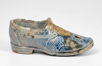 Unique and Important Anna Pottery Stoneware Shoe Inkwell, Cornwall Kirkpatrick, Anna, IL