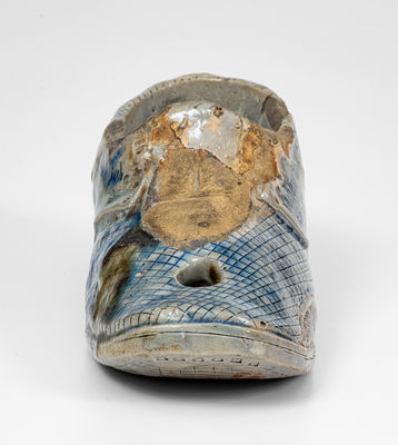 Unique and Important Anna Pottery Stoneware Shoe Inkwell, Cornwall Kirkpatrick, Anna, IL