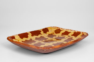 Very Fine Pennsylvania Redware Platter w/ Bold Latticework Design