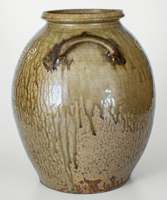 Attrib. Collin Rhodes, Shaw s Creek, Edgefield District, SC Stoneware Jar w/ Kaolin Slip Decoration