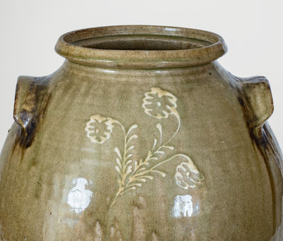 Attrib. Collin Rhodes, Shaw s Creek, Edgefield District, SC Stoneware Jar w/ Kaolin Slip Decoration