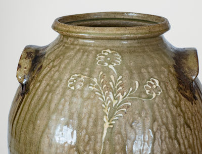 Attrib. Collin Rhodes, Shaw's Creek, Edgefield District, SC Stoneware Jar w/ Kaolin Slip Decoration