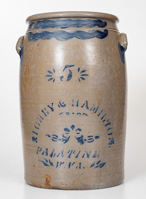 5 Gal. RICHEY & HAMILTON / PALATINE, W. VA Stoneware Jar