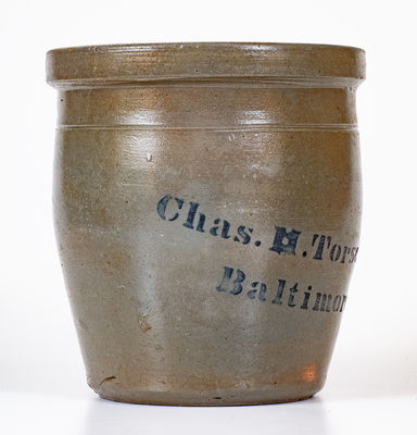 Small-Sized Chas. H. Torsch / Baltimore, Md. Stoneware Advertising Jar by Donaghho